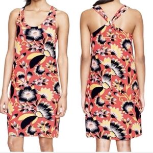 J Crew Silk Hibiscus Floral Twist Back Dress